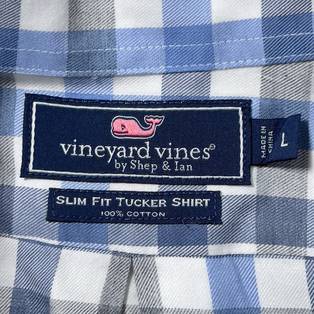 Vineyard Vines Button Down Slim Fit Tucker Shirt Mens Sz L Plaid Long Sleeve - Picture 5 of 9